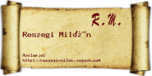 Reszegi Milán névjegykártya